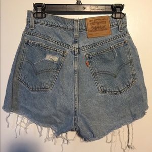 Levi’s high-waisted distressed jean shorts